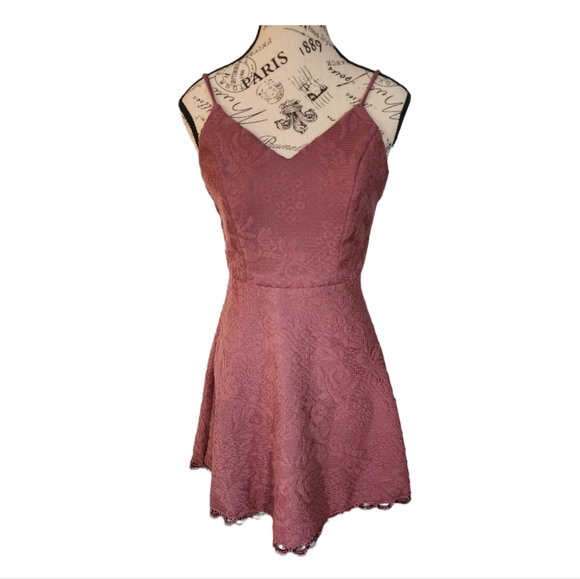 Altar'd State Dresses & Skirts - Altar'd State Fit & Flare Sienna Brown Skater Dress Lace Eyelet Size Small